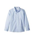 Calvin Klein Kids Tick Gingham Long Sleeve Shirt (little Kids) (white) Boy's Clothing