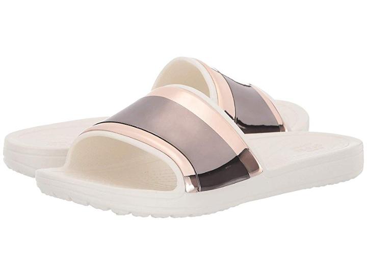 Crocs Sloane Metal Block Slide (multi Rose Gold/oyster) Women's Slide Shoes