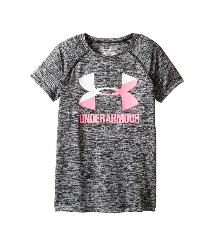 Under Armour Kids Ua Novelty Big Logo Short Sleeve Tee (big Kids) (black/white) Girl's T Shirt