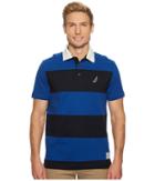Nautica Short Sleeve Rugby Stripe Polo (monaco Blue) Men's Clothing