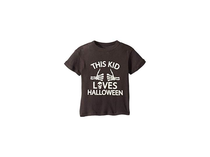 Chaser Kids Super Soft Cotton This Kid Loves Halloween Short Sleeve Tee (toddler/little Kids) (vintage Black) Boy's T Shirt