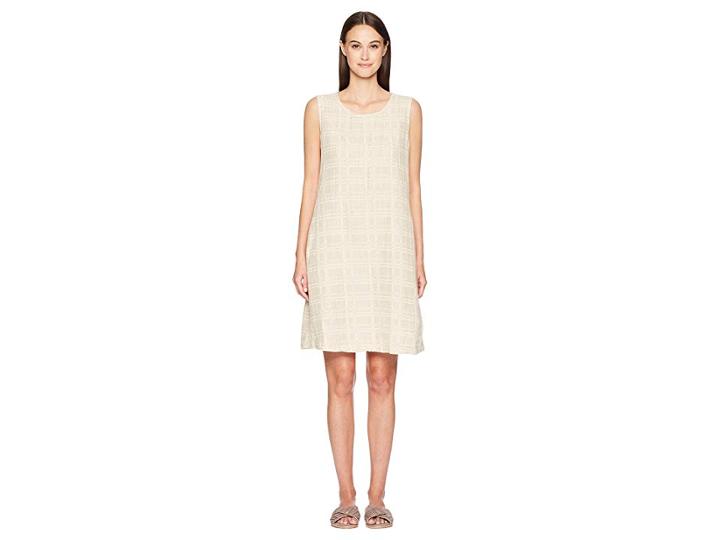 Eileen Fisher Jewel Neck Shift Dress (natural) Women's Dress