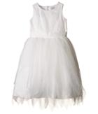 Us Angels Dot Netting Sleeveless Dress W/ Tiered Hanky Hem Skirt (little Kids) (ivory) Girl's Dress