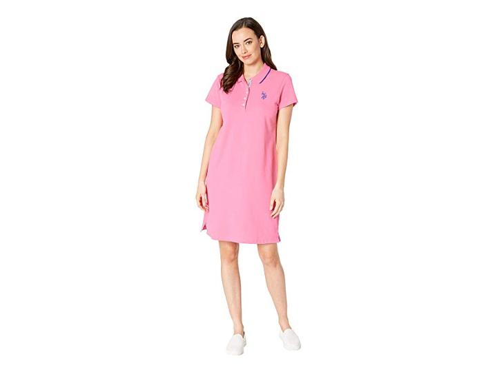 U.s. Polo Assn. Plain Polo Dress (pink Plumeria) Women's Dress