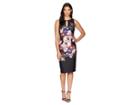 Adrianna Papell Tumbling Rose Printed Sheath (grey Multi) Women's Dress