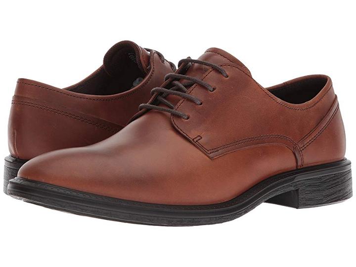 Ecco Knoxville Plain Toe Tie (cognac) Men's Lace Up Wing Tip Shoes
