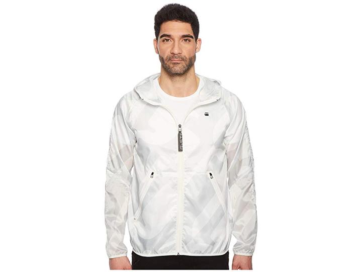 G-star Strett Hooded Jacket And Gym Bag (milk/cool Grey All Over) Men's Clothing