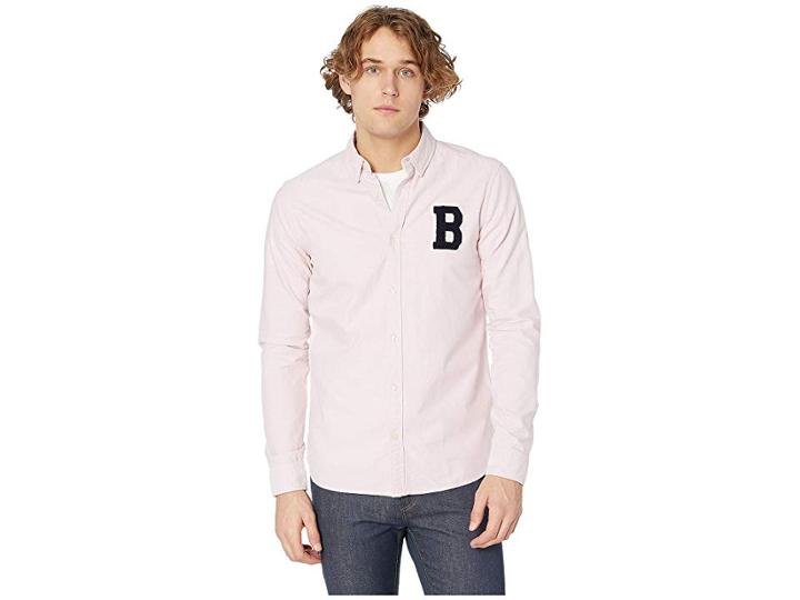 Scotch & Soda Regular Fit Ams Blauw Oxford Shirt With Badge (maloja Pink) Men's Clothing