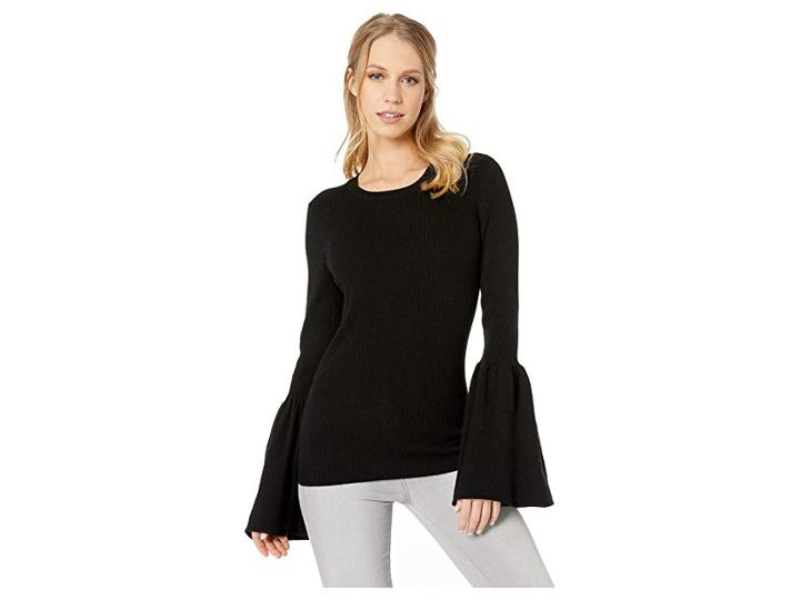 Bcbgmaxazria Waverley Rib Pullover With Flared Cuffs (black) Women's Long Sleeve Pullover