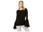 Bcbgmaxazria Waverley Rib Pullover With Flared Cuffs (black) Women's Long Sleeve Pullover