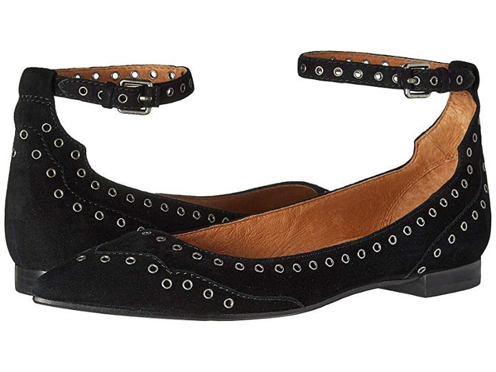 Frye Sienna Grommet Ankle (black Suede) Women's Flat Shoes