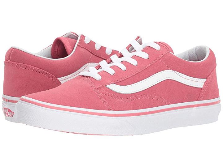 Vans Kids Old Skool (little Kid/big Kid) ((suede) Desert Rose/true White) Girls Shoes