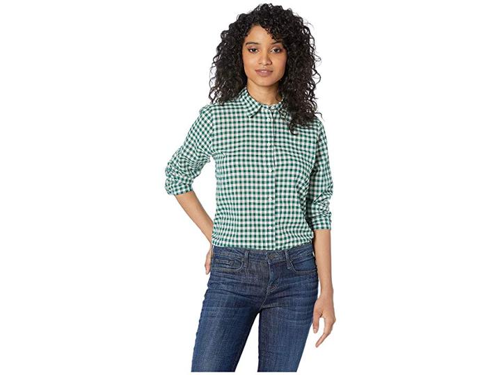 J.crew Classic Fit Boy Shirt In Crinkle Gingham (alpine Meadow) Women's Clothing