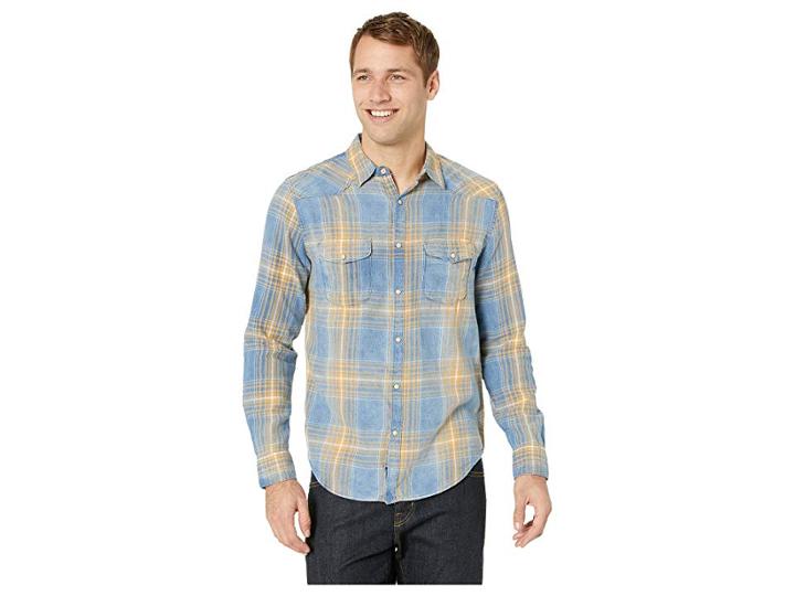 Lucky Brand Santa Fe Western Shirt (indigo/mustard) Men's Clothing