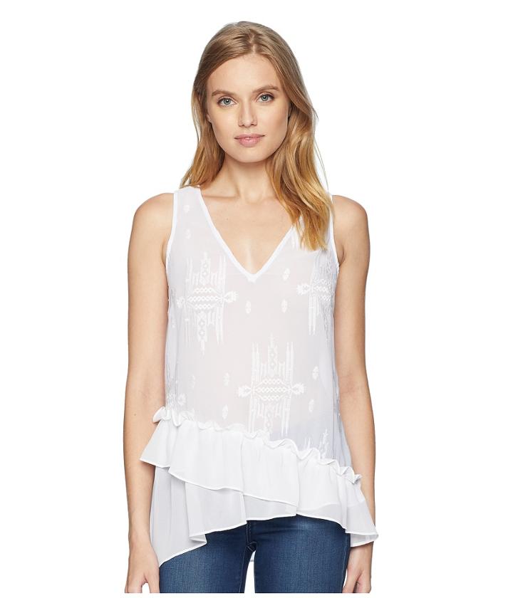 Bcbgeneration Layered Ruffle Hem Tank (optic White) Women's Sleeveless