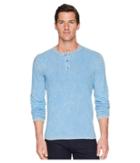Agave Denim Freight Train Long Sleeve Three-button Henley (silver Lake Blue) Men's Long Sleeve Pullover