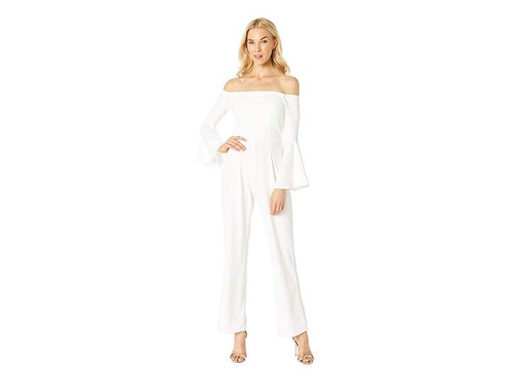 Alexia Admor Ruffle Sleeve Off The Shoulder Jumpsuit (white) Women's Jumpsuit & Rompers One Piece
