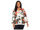 Calvin Klein Plus Plus Size Printed Long Sleeve W/ Piping Hardware (tango/latte) Women's Long Sleeve Pullover