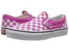 Vans Kids Classic Slip-on (little Kid/big Kid) ((checkerboard) Raspberry Rose/true White) Girls Shoes