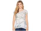 Tribal Printed Burnout Cap Sleeve High-low Top (bay Leaf) Women's Blouse