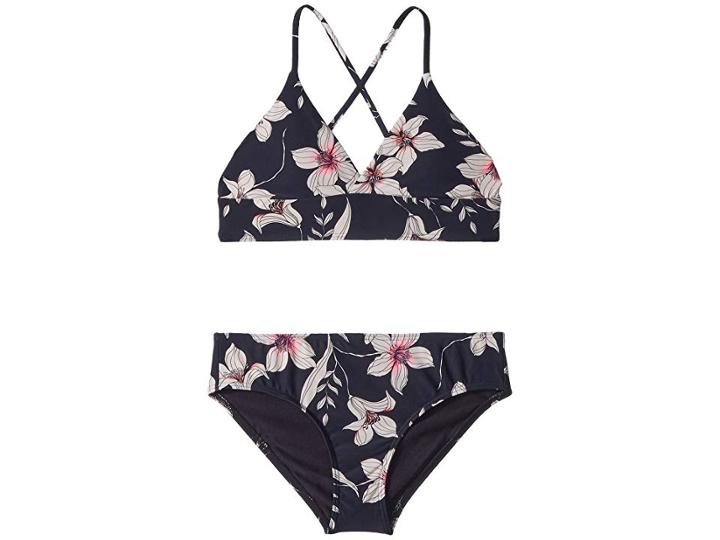 O'neill Kids Albany Floral Top (big Kids) (black) Girl's Swimwear