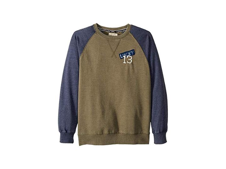 Lucky Brand Kids Long Sleeve Sweatshirt (big Kids) (burnt Olive) Boy's Long Sleeve Pullover