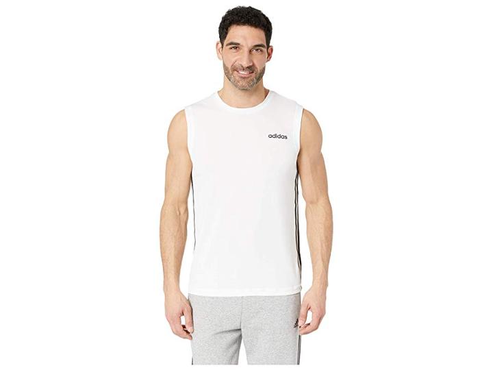 Adidas Designed 2 Move Sleeveless 3-stripes Top (white) Men's Sleeveless