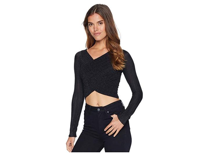 Show Me Your Mumu Connie Top (silky Scrunch Black) Women's Clothing
