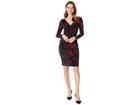 Chaps Floral Long Sleeve Day Dress (black/eggplant/multi) Women's Dress