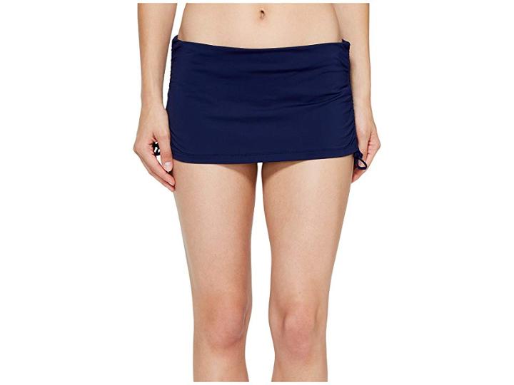Tommy Bahama Pearl Solids Side Shirred Skirted Hipster Bottom (mare Navy) Women's Swimwear