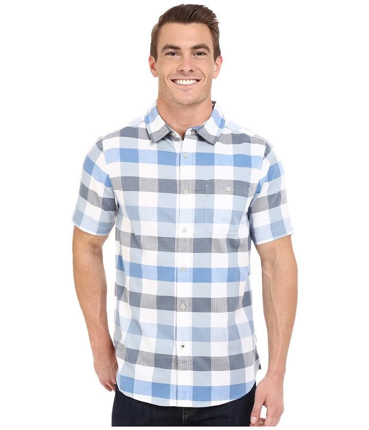 The North Face Short Sleeve Send Train Shirt (bomber Blue Plaid (prior Season)) Men's Short Sleeve Button Up