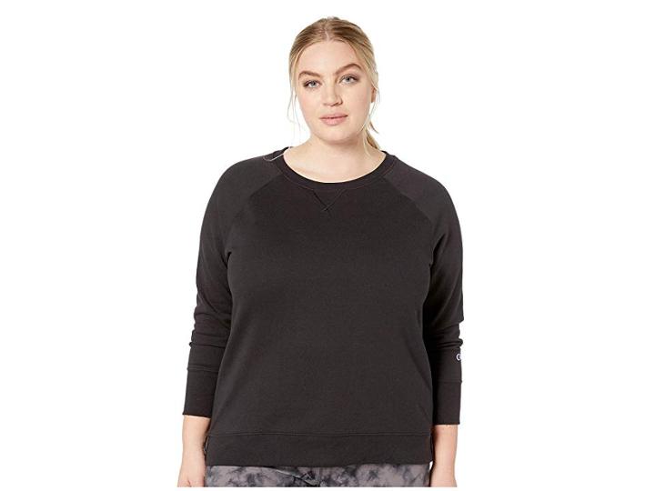 Champion Plus Fleece Boyfriend Crew (black) Women's Clothing