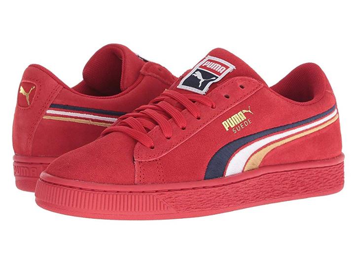 Puma Kids Suede Classic Multicolor Embossed (big Kid) (ribbon Red/peacoat/puma White/puma Team Gold) Boy's Shoes