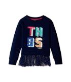 Tommy Hilfiger Kids Th85 Mixed Media Top (big Kids) (medium Navy) Girl's Clothing