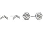 Vera Bradley Whisper Links Hexagon Stud Earrings (silver Tone/clear) Earring