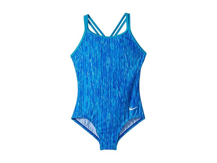 Nike Kids Rush Heather Spiderback One-piece (little Kids/big Kids) (racer Blue) Girl's Swimsuits One Piece