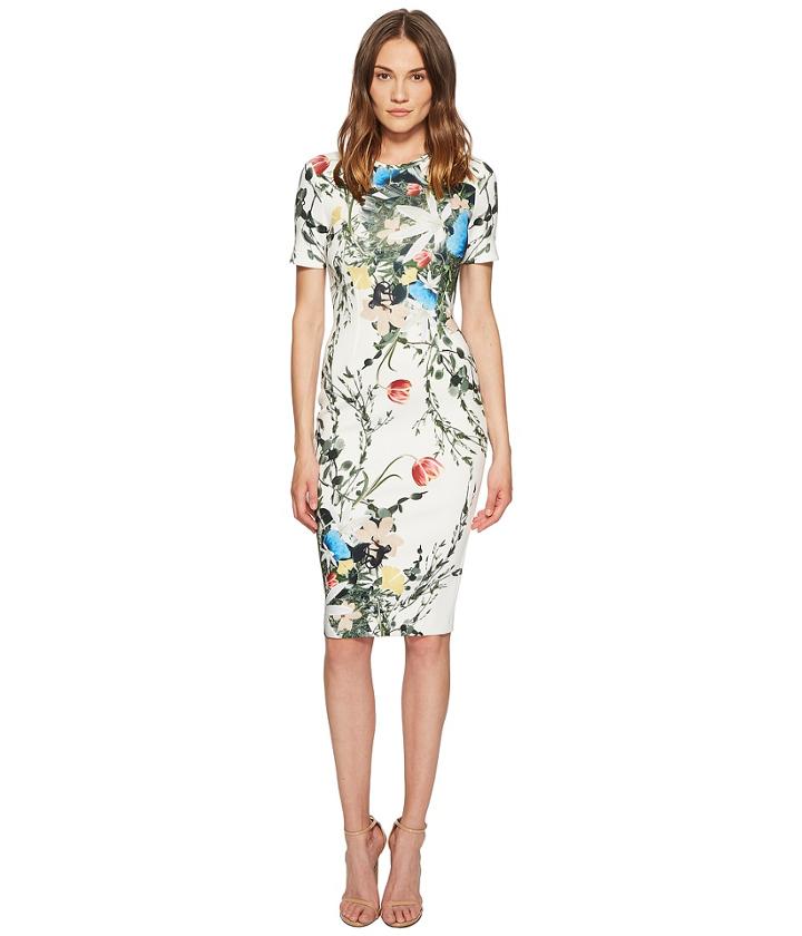Yigal Azrouel Multi Floral Scuba Bodycon Dress (optic Multi) Women's Dress