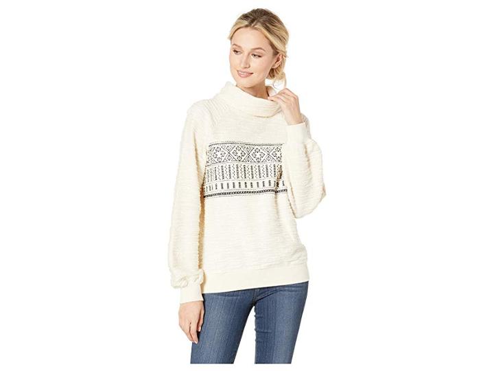 Lucky Brand Fairisle Turtleneck Pullover Sweatshirt (marshmallow) Women's Sweatshirt