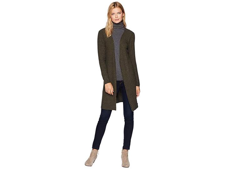 Tribal Long Sleeve Studded Cardigan (loden) Women's Sweater
