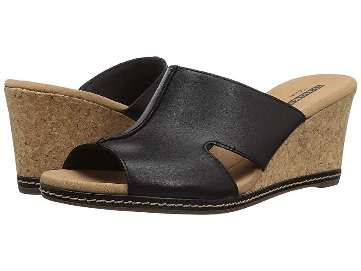 Clarks Lafley Mio (black Leather) Women's Wedge Shoes