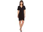 Catherine Catherine Malandrino Nyla V-neck Short Sleeve Twist Front Midi Dress (black) Women's Dress