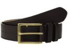 Cole Haan 35 Mm. Pebble Leather Belt W/ Center Stitch (chocolate/polished Brass) Men's Belts
