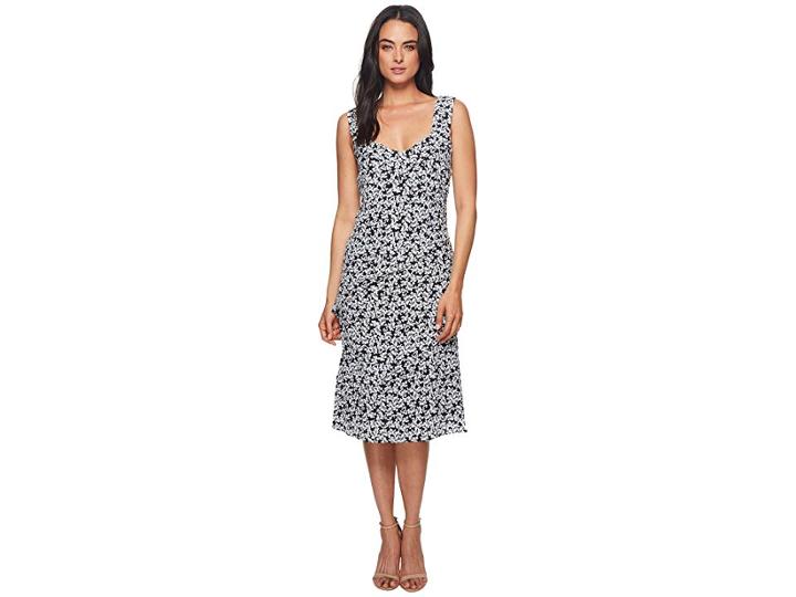 Nicole Miller Asymmetrical Pleated Dress (black/white) Women's Dress