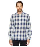 Calvin Klein Jeans Long Sleeve Gauze Check Button Down (sargasso Sea) Men's Long Sleeve Button Up