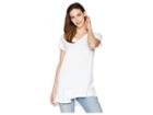 Mod-o-doc Slub Jersey Easy Short Sleeve V-neck Tee With Peplum Hem (white) Women's T Shirt