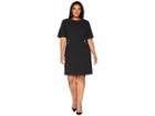 Calvin Klein Plus Plus Size Printed Dress W/ Zips Hardware (black) Women's Dress