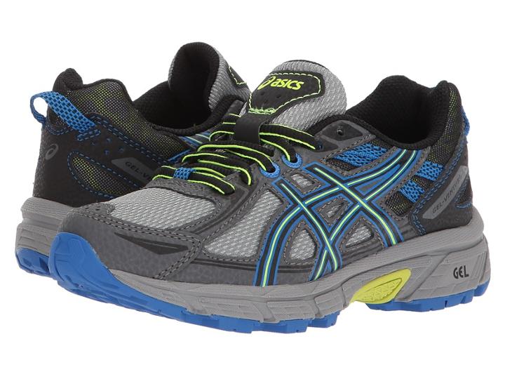 Asics Kids Gel-venture 6 Gs (little Kid/big Kid) (stone Grey/black/blue) Boys Shoes