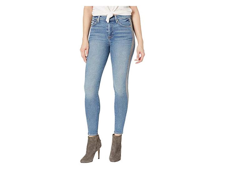 7 For All Mankind The High-waisted Ankle Skinny With Wide Silver Lurex Stripe In Muse (muse) Women's Jeans
