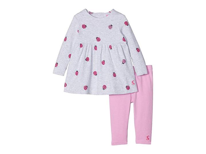 Joules Kids Dress And Leggings Set (infant) (grey Marl Ladybug) Girl's Active Sets