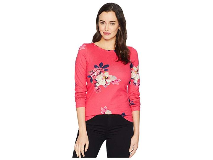 Joules Harbour Printed Jersey Top (raspberry Birchman Bloom) Women's Clothing